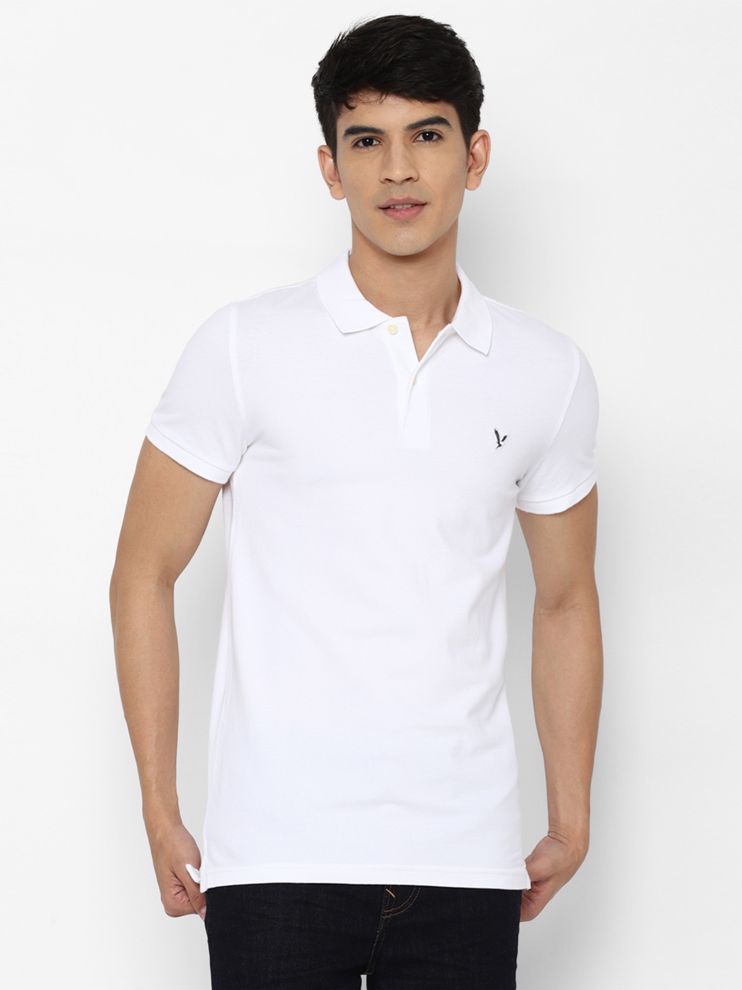 

AMERICAN EAGLE OUTFITTERS Men White Polo Collar Slim Fit T-shirt