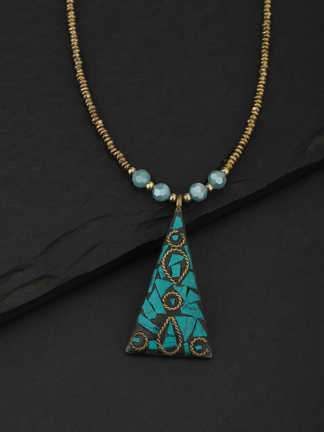 

Carlton London Green Gold-Plated Beaded Necklace