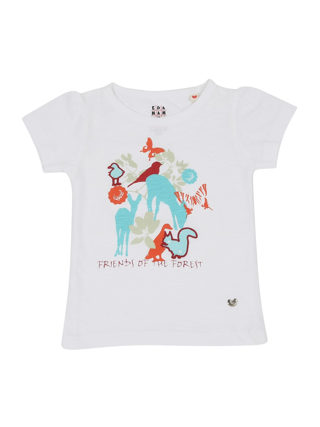 

Ed-a-Mamma Girls White Printed Round Neck Sustainable T-shirt