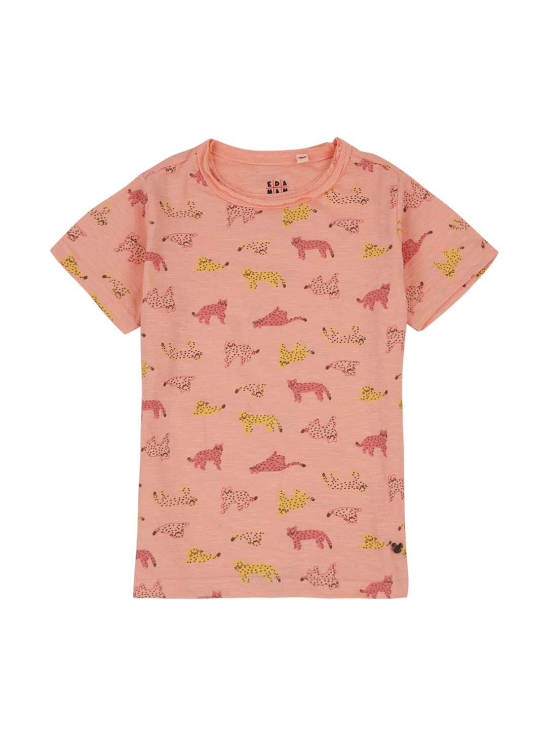 

Ed-a-Mamma Boys Peach-Coloured Printed Round Neck Sustainable T-shirt