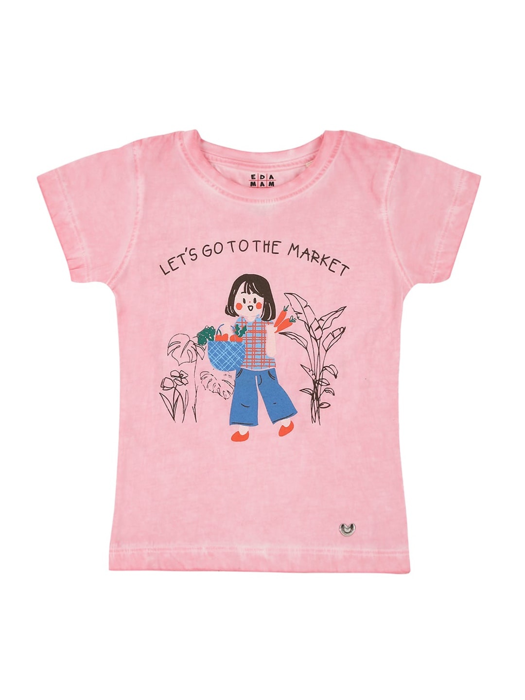 

Ed-a-Mamma Girls Pink Printed Round Neck Cotton Sustainable Pure Cotton T-shirt