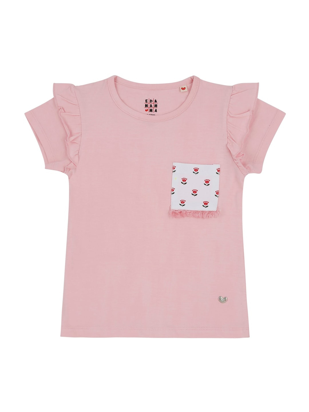 

Ed-a-Mamma Girls Pink Solid Round Neck Cotton Sustainable Pure Cotton T-shirt