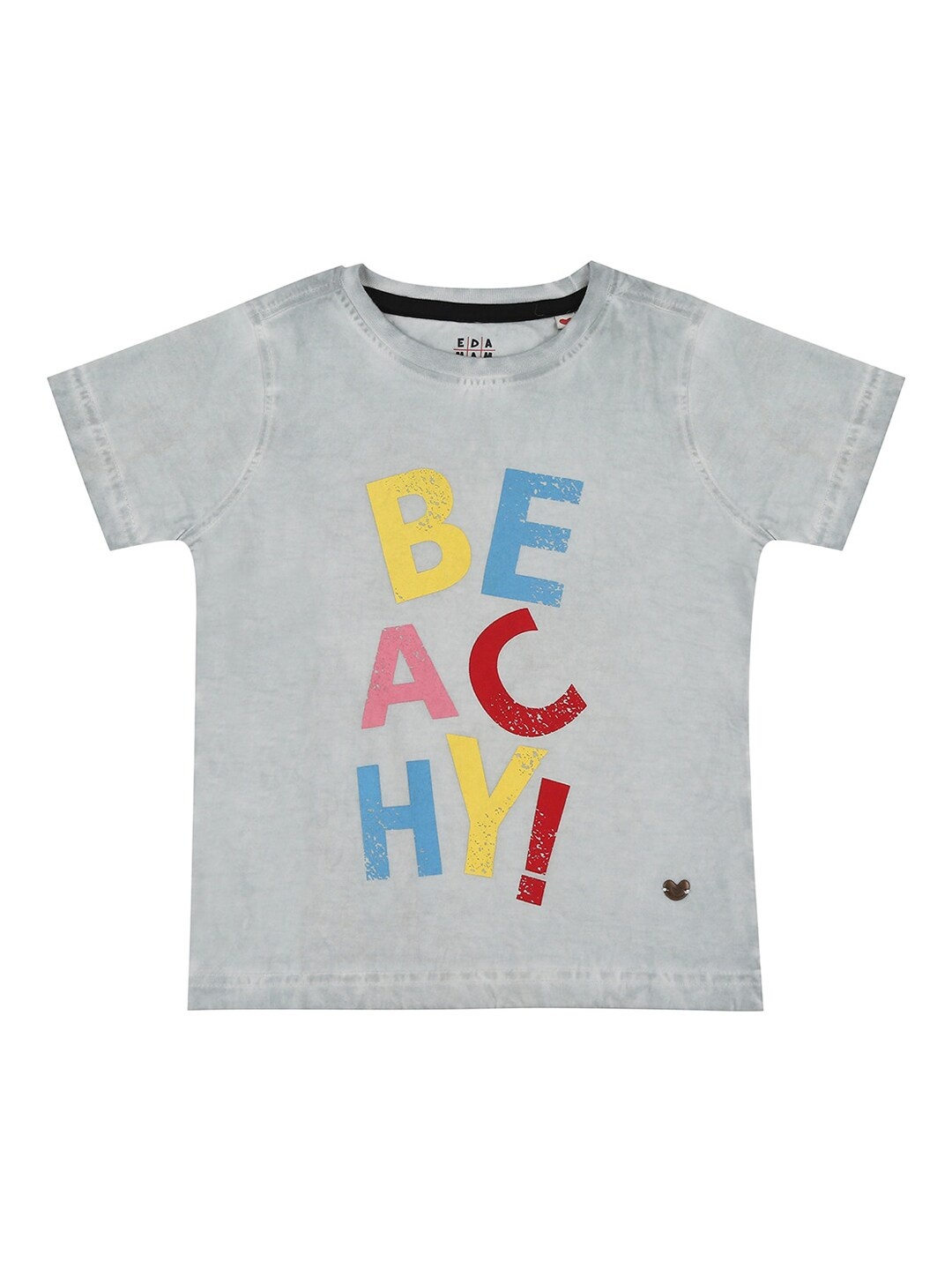 

Ed-a-Mamma Boys Grey Printed Round Neck Sustainable T-shirt