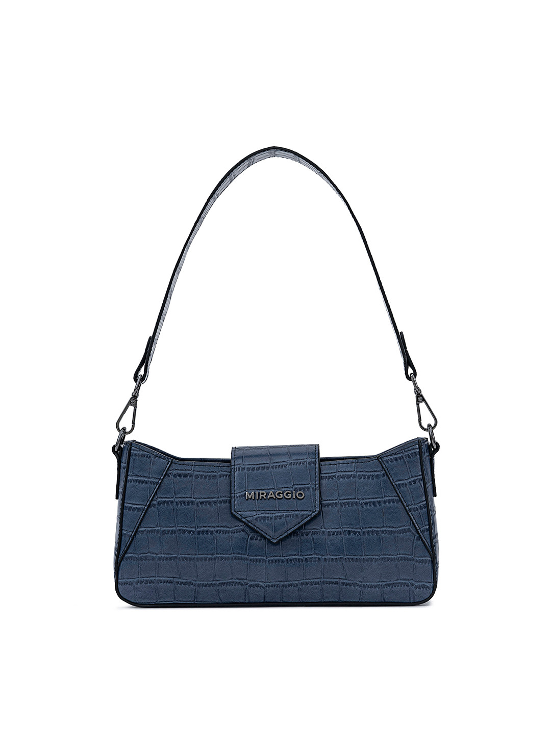 

MIRAGGIO Blue Croc-Textured Shoulder Bag