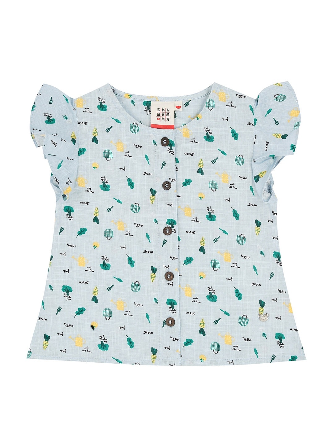 

Ed-a-Mamma Blue Printed Pure Cotton Sustainable Top