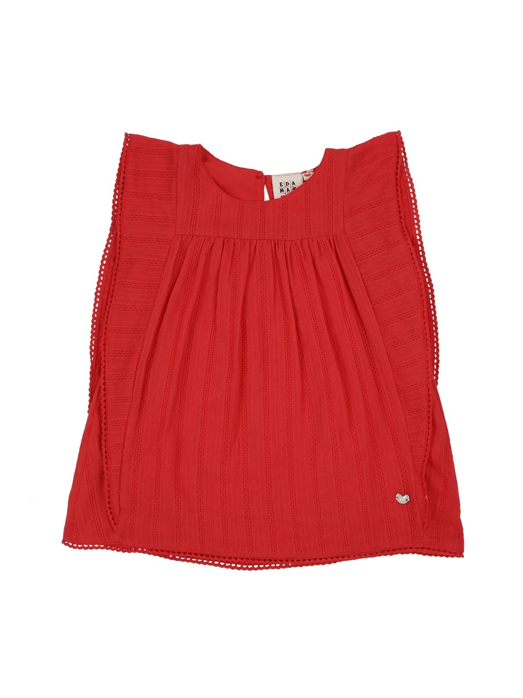

Ed-a-Mamma Red Batwing Sleeves Pure Cotton A-Line Sustainable Top