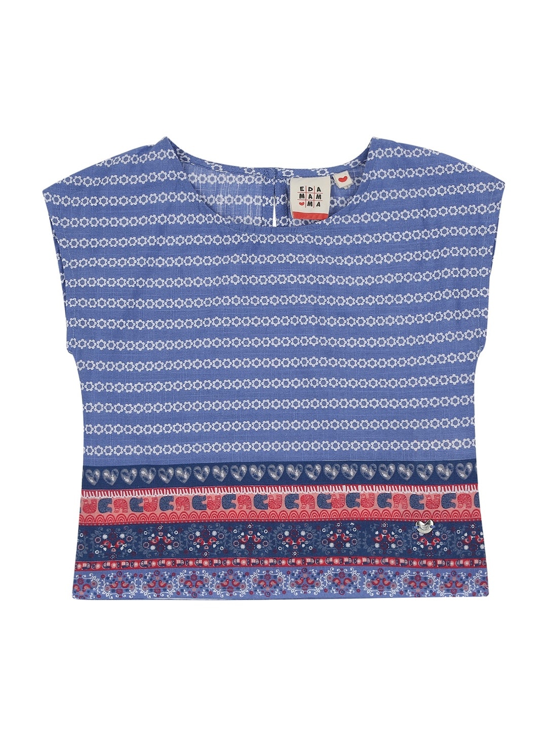 

Ed-a-Mamma Blue Striped Pure Cotton Regular Sustainable Top