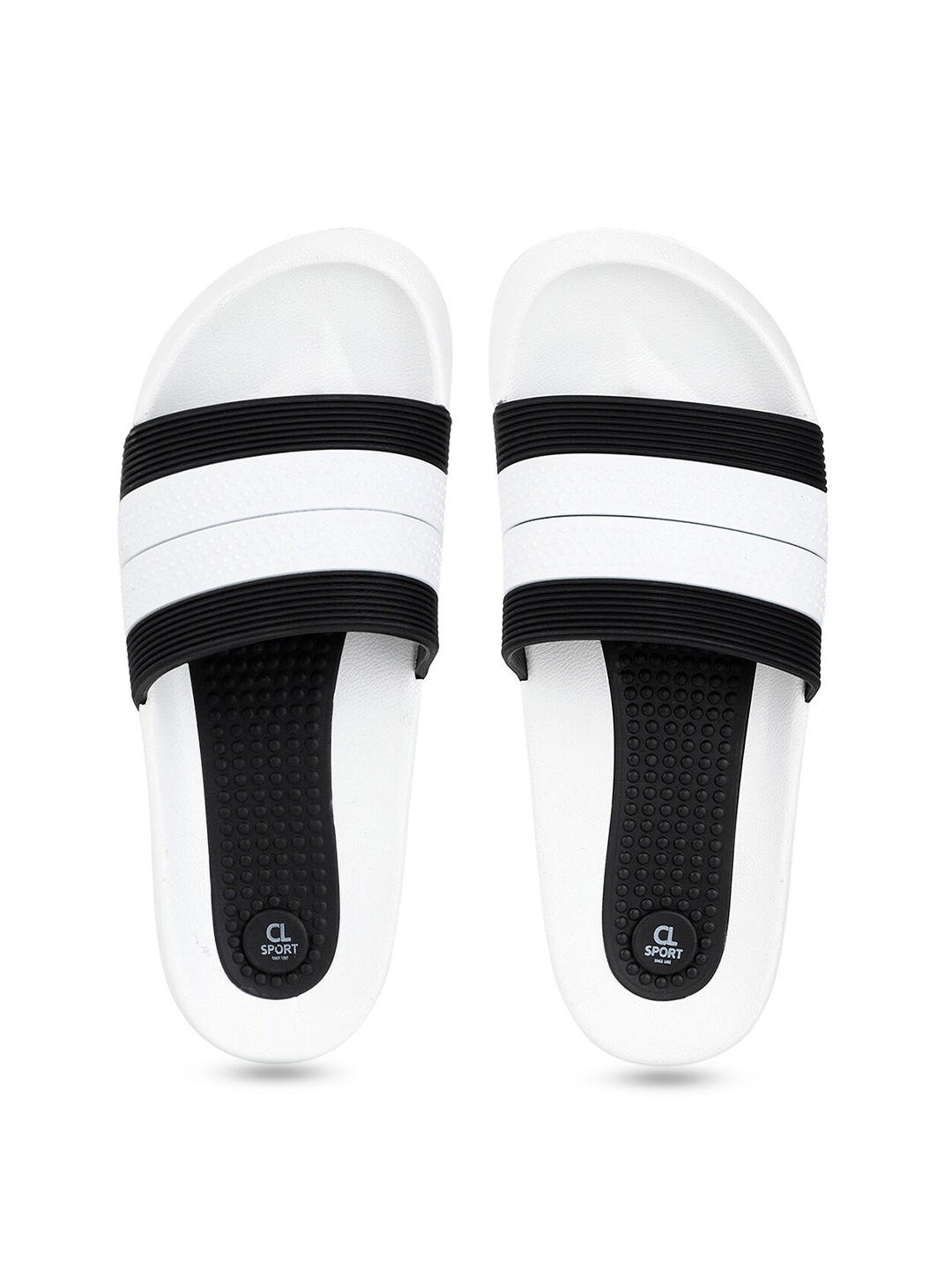 

Carlton London sports Men White & Black Colourblocked Sliders