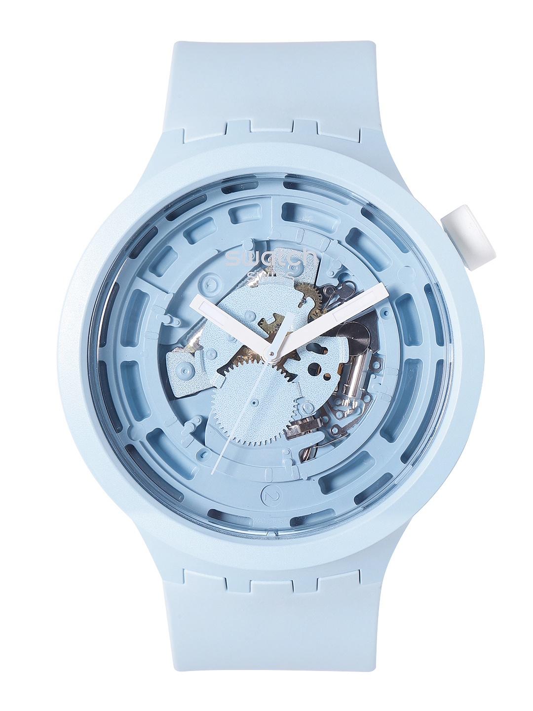 

Swatch Unisex Blue Boost Swiss Made Skeleton Dial Water Resistant Analogue Watch SB03N100