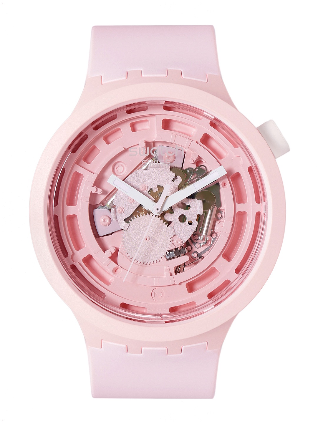 

Swatch Unisex Pink Boost Swiss Made Skeleton Dial Water Resistant Analogue Watch SB03P100