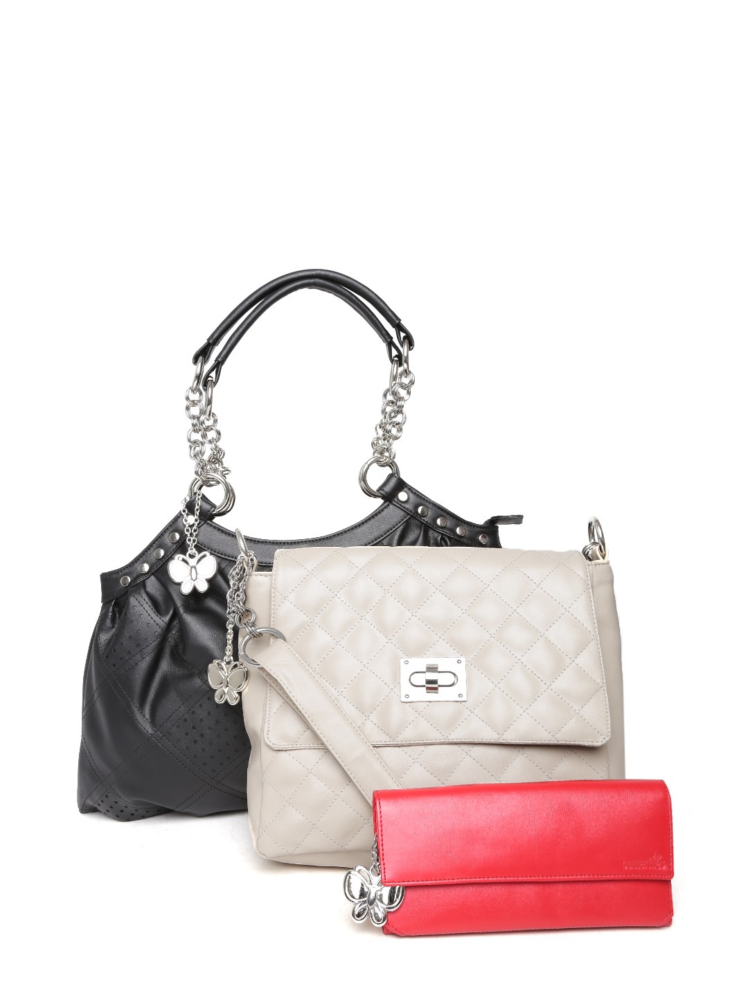 

Butterflies Set of 2 Handbags with Wallet, Black