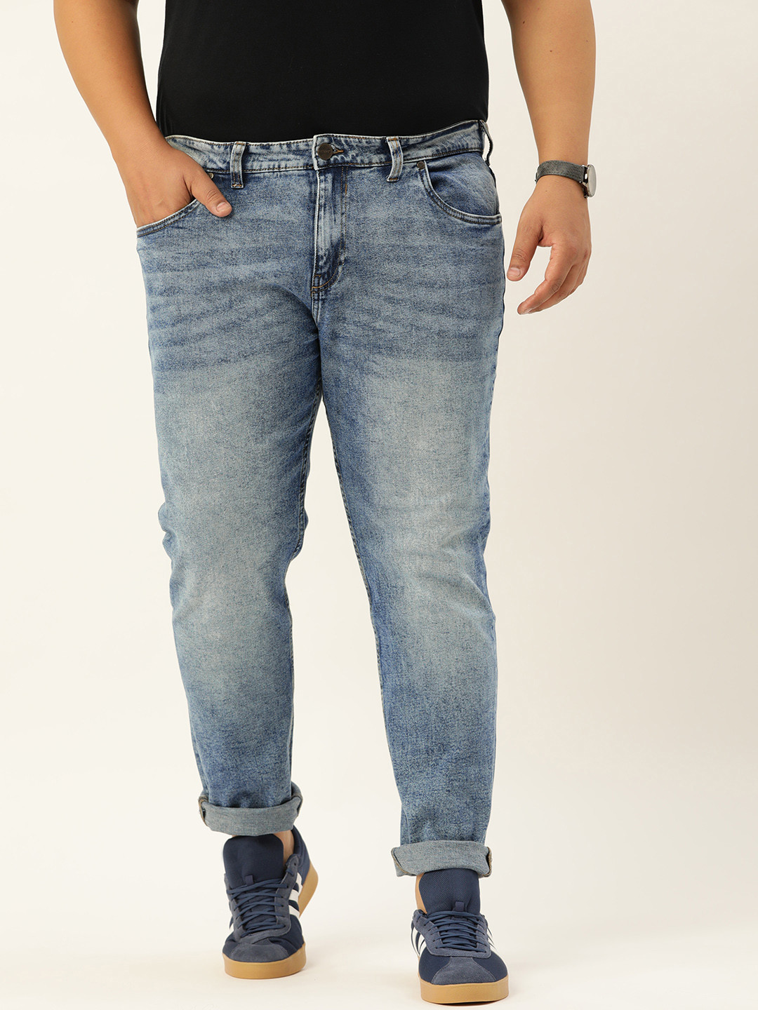 

Sztori Men Plus Size Blue Slim Fit Light Fade Stretchable Jeans
