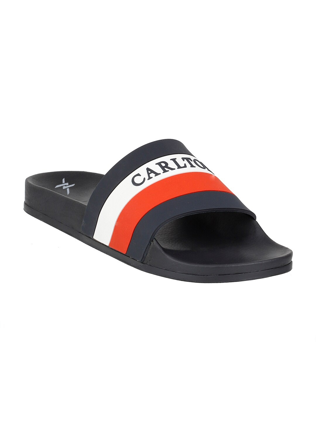 

Carlton London Men Navy Blue & White Printed Sliders