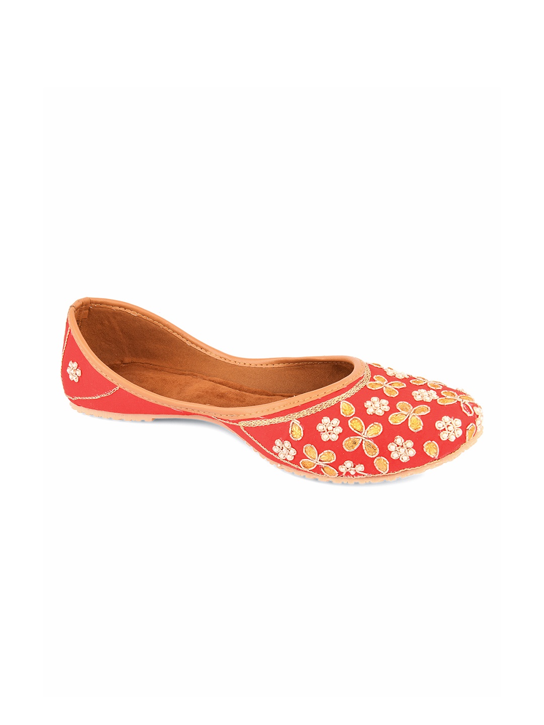 

DESI COLOUR Women Red Embellished Mojaris