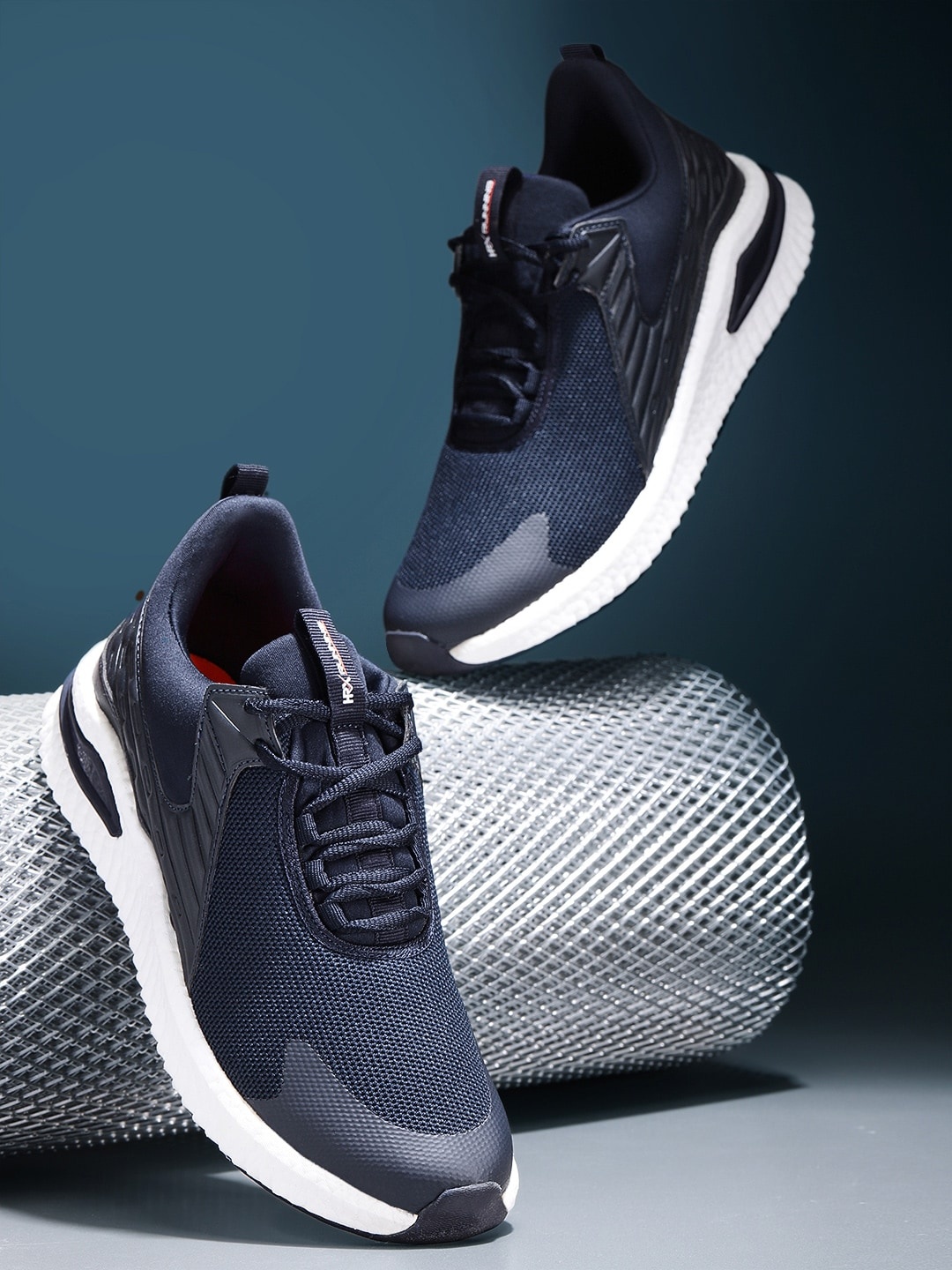 

HRX by Hrithik Roshan Men Navy Blue Woven Design Atom Running Shoes