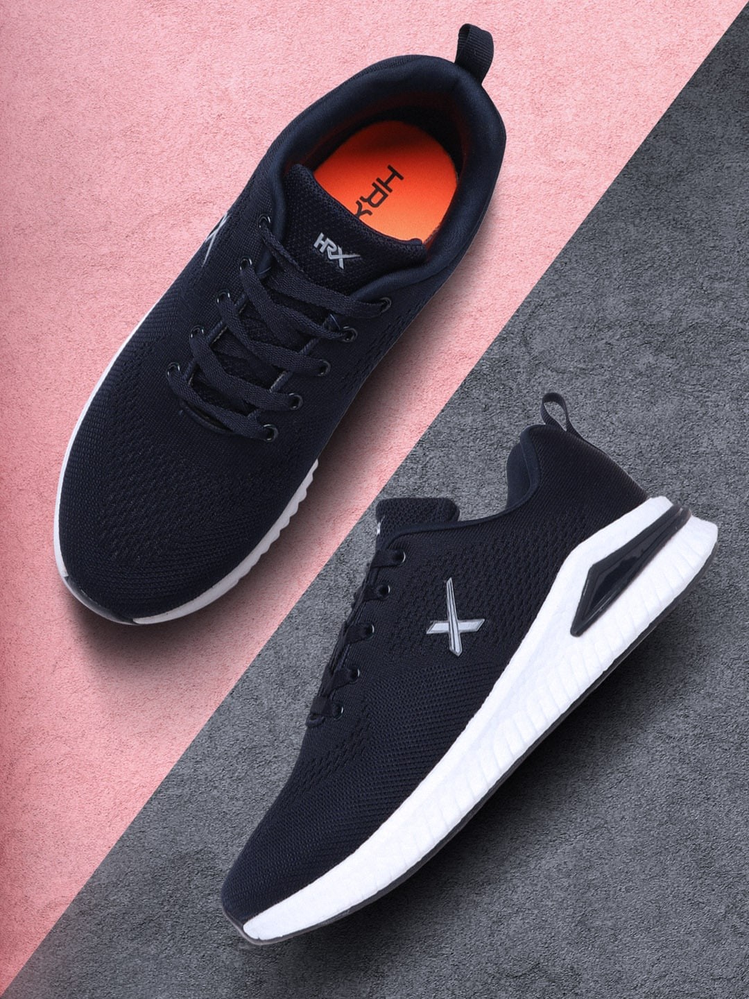 

HRX by Hrithik Roshan Men Navy Blue Woven Design Atom Running Shoes