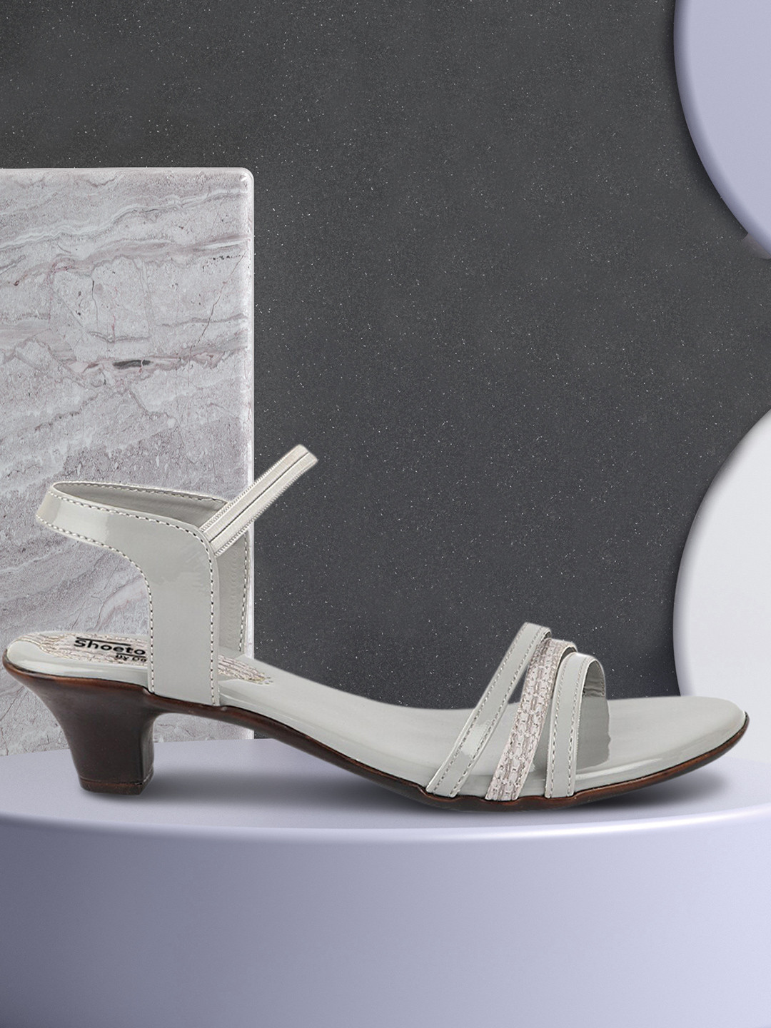 

Shoetopia Women Grey Embellished Block Heels