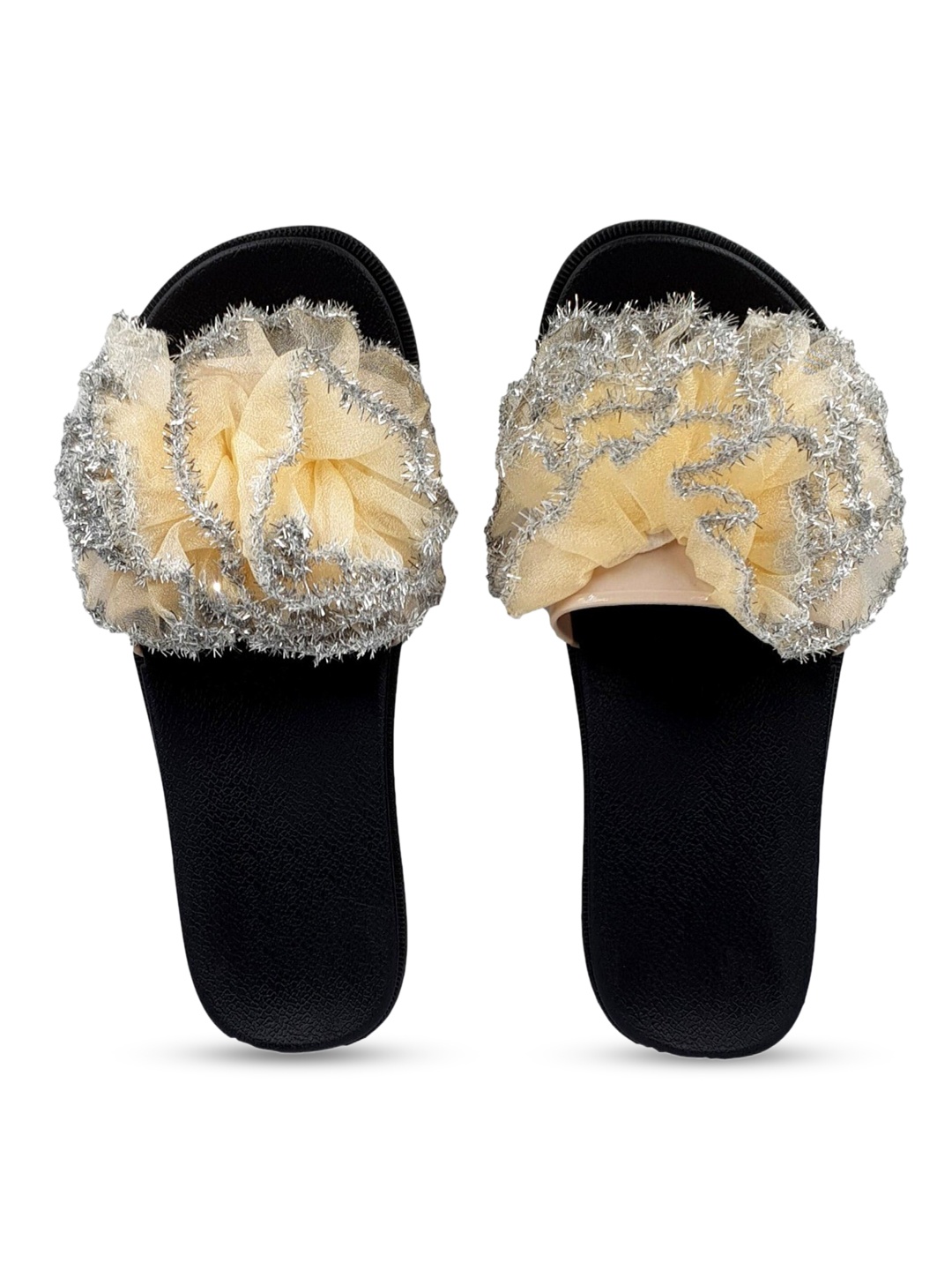 

Pampy Angel Women Beige & Yellow Embellished Water-Resistant Sliders