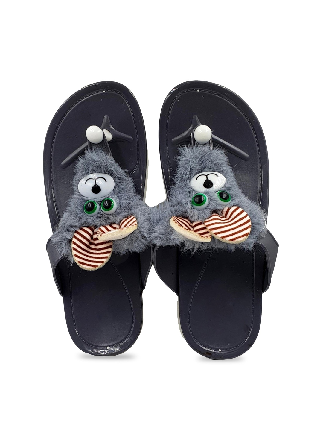 

Pampy Angel Women Grey & Black Embellished Water-Resistant Thong Flip-Flops