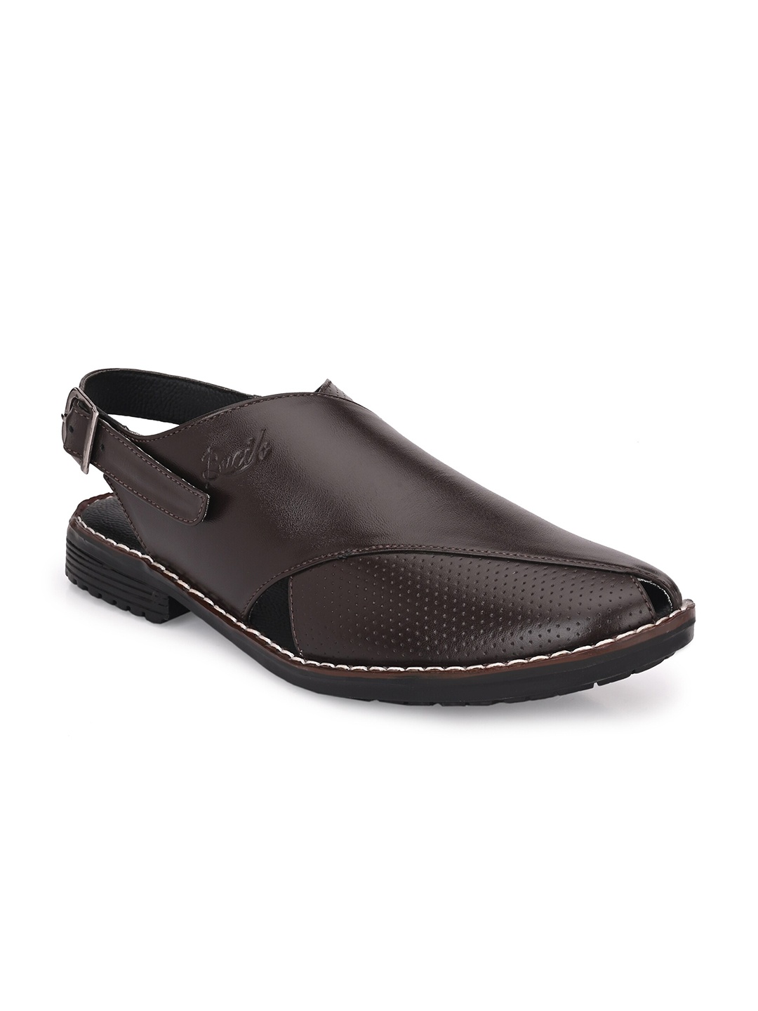 

BUCIK Men Brown Leather Shoe-Style Sandals
