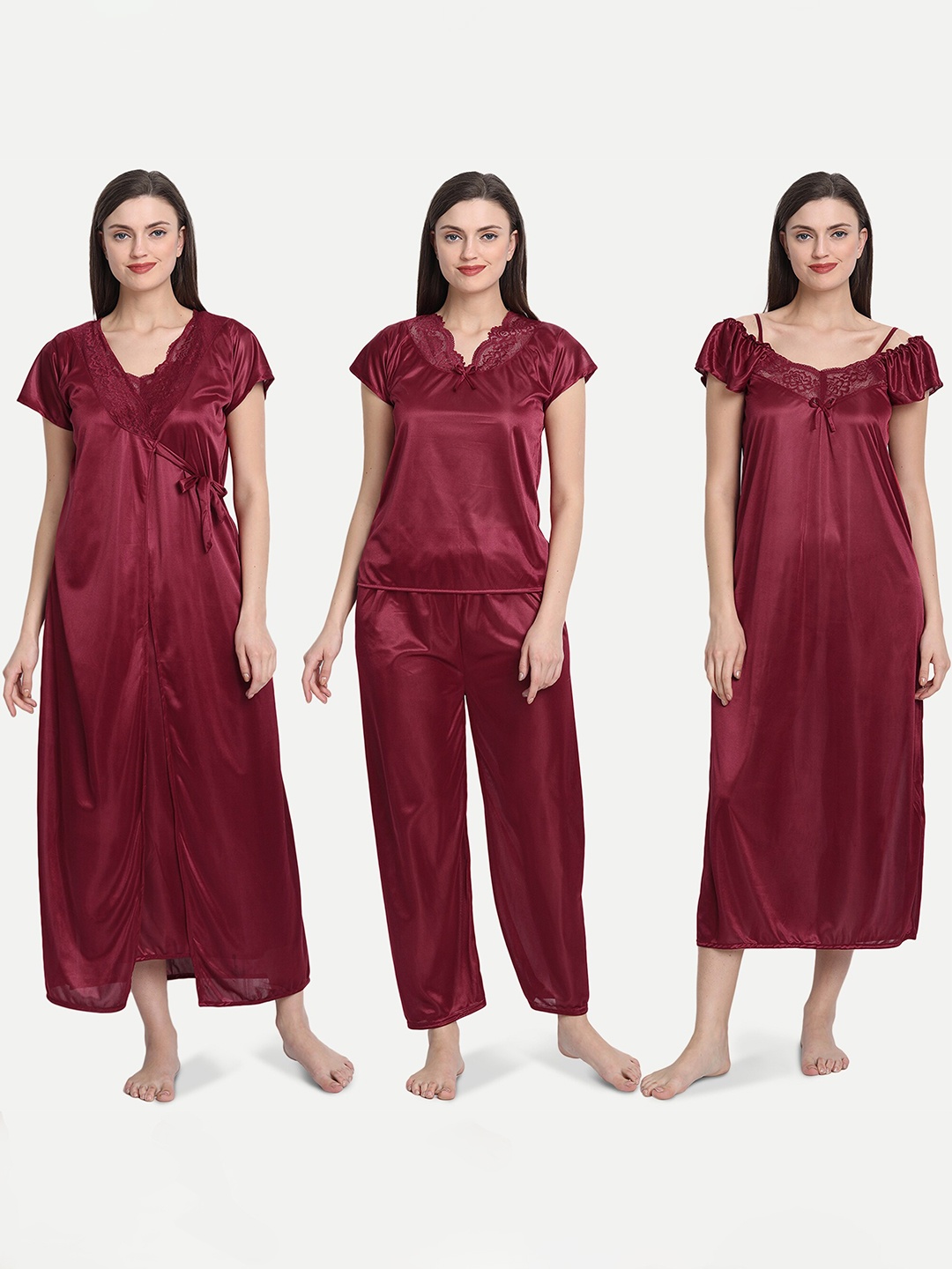 

Kastner Maroon Solid Nightdress