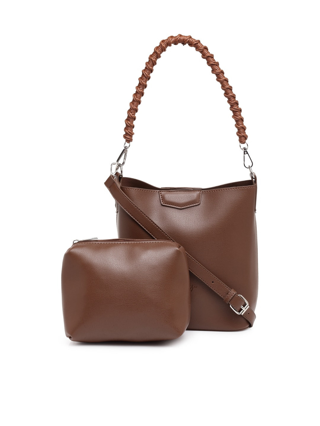 

MIO Borsa Brown Solid LOUISE Pure Vegan Leather Sustainable Shoulder Bag with Pouch