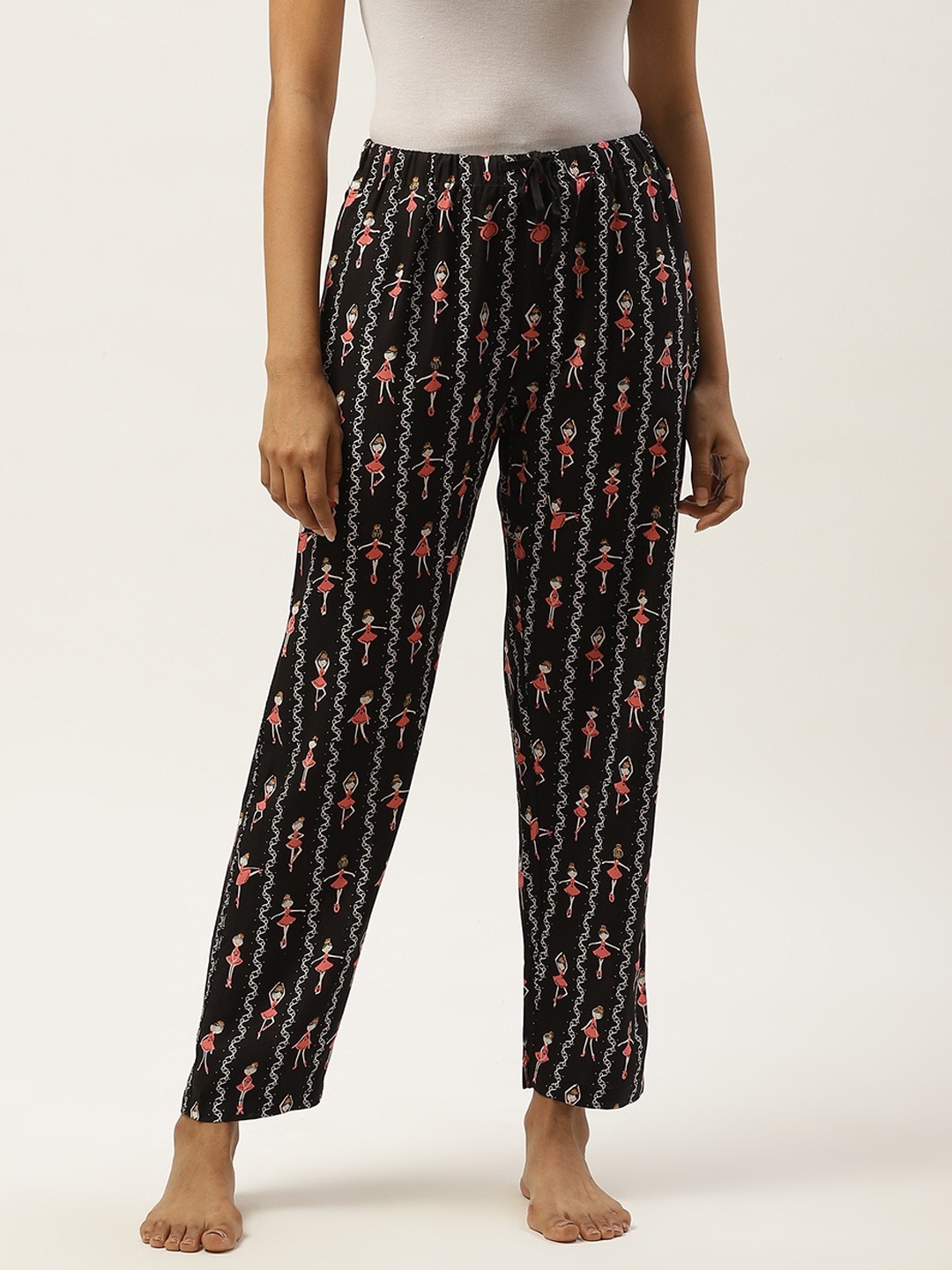

MADAME M SECRET Women Black & Pink Conversational Print Lounge Pants