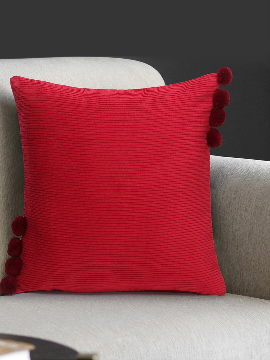 

Mezposh Maroon Set of Single Striped Square Cushion Covers