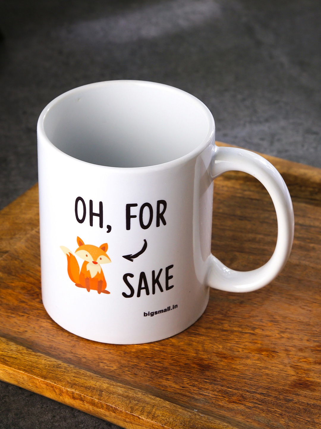 

Bigsmall White & Orange For Fox Sake Printed Ceramic Mug 350 ml