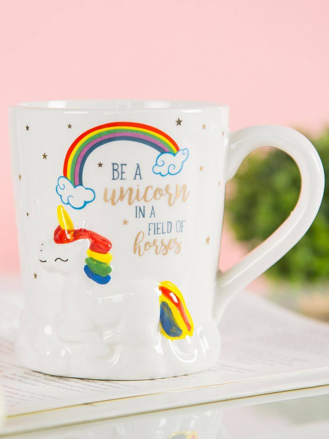 

Bigsmall White & Blue Printed Ceramic Mug