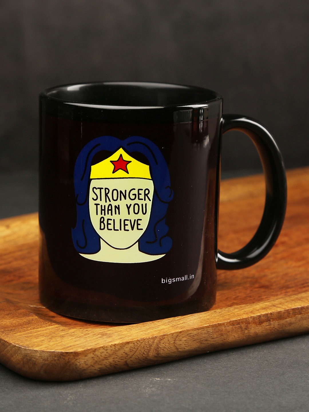 

Bigsmall Black & Yellow Wonder Woman Printed Ceramic Coffee Mugs