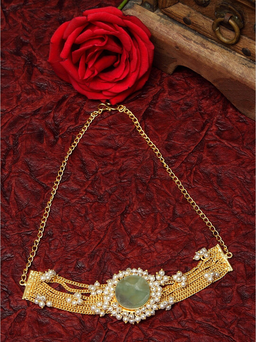 

Moedbuille Gold-Toned & White Handcrafted Necklace