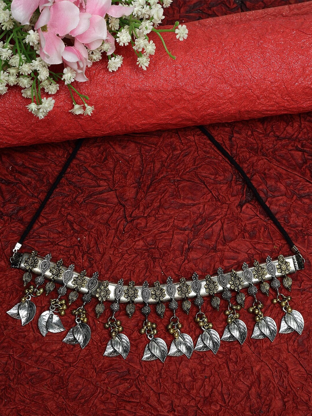 

Moedbuille Gold-Toned & Silver-Toned Brass Gold-Plated Choker Necklace