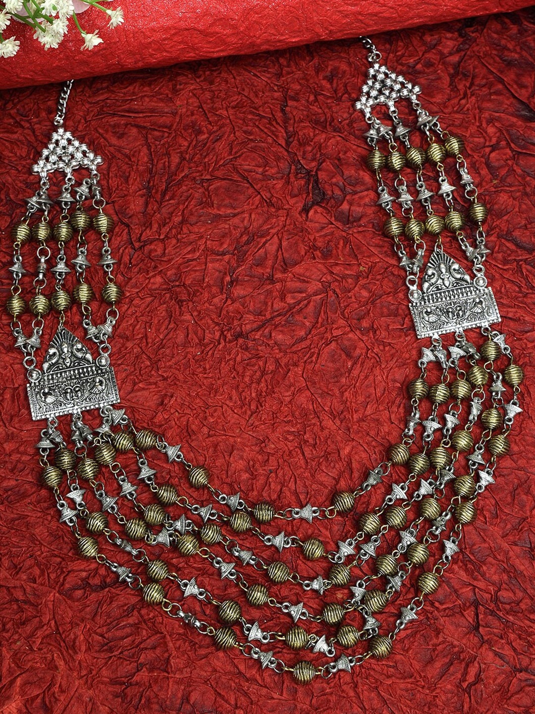 

Moedbuille Gold-Toned Silver-Plated Handcrafted Layered Necklace