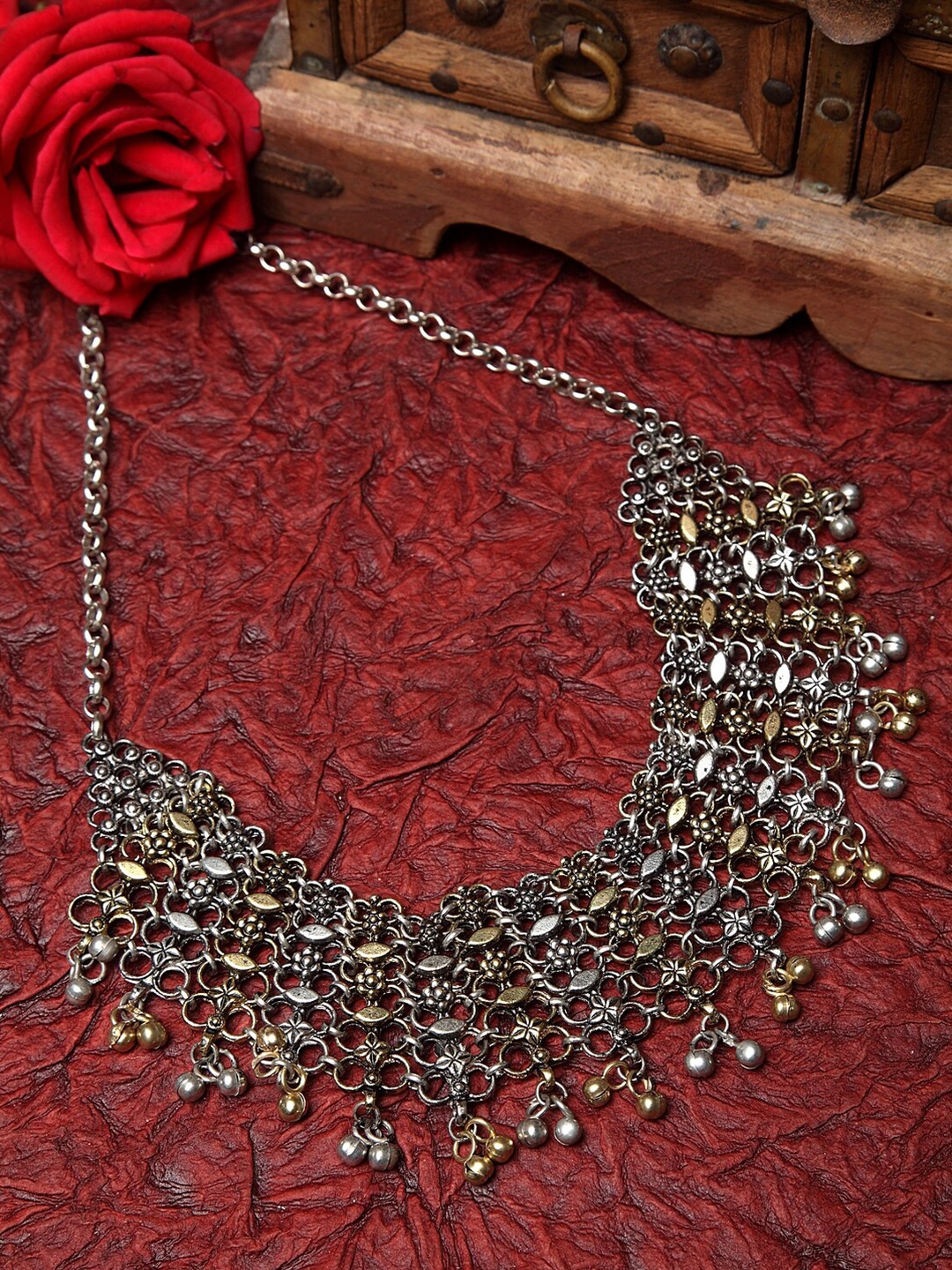 

Moedbuille Gold-Plated & Gunmetal-Toned Brass Oxidised Necklace