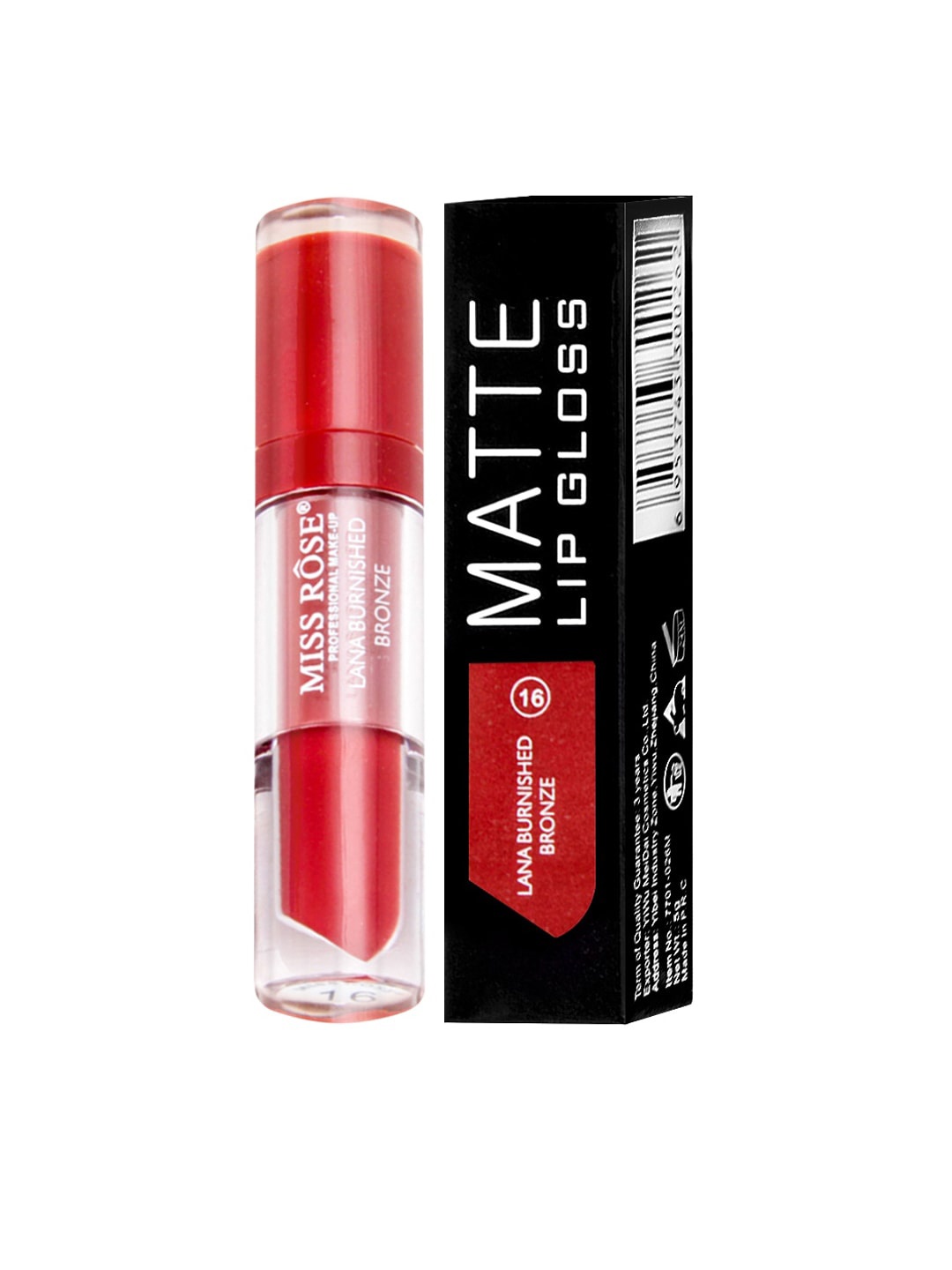 

MISS ROSE Matte LipGloss Lana Burnished Bronze 7701-026M 16 20 gm, Red