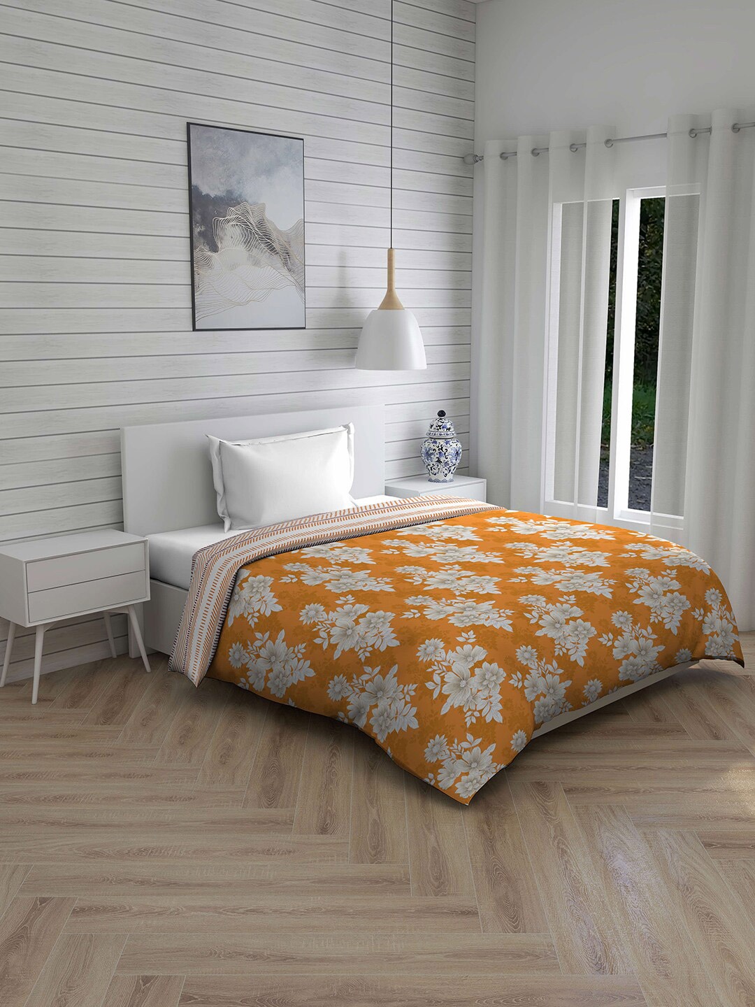 

Layers Mustard & Off-White Floral AC Room 120 GSM Single Bed Comforter