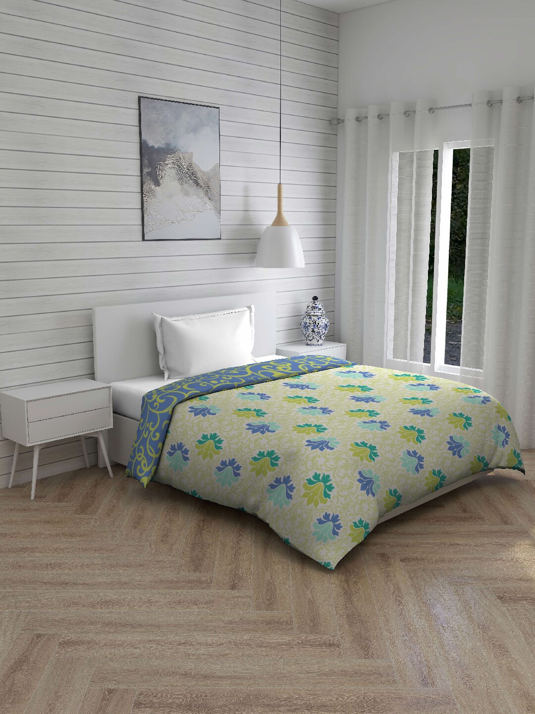 

Layers Blue & Beige Ethnic Motifs AC Room 120 GSM Single Bed Comforter