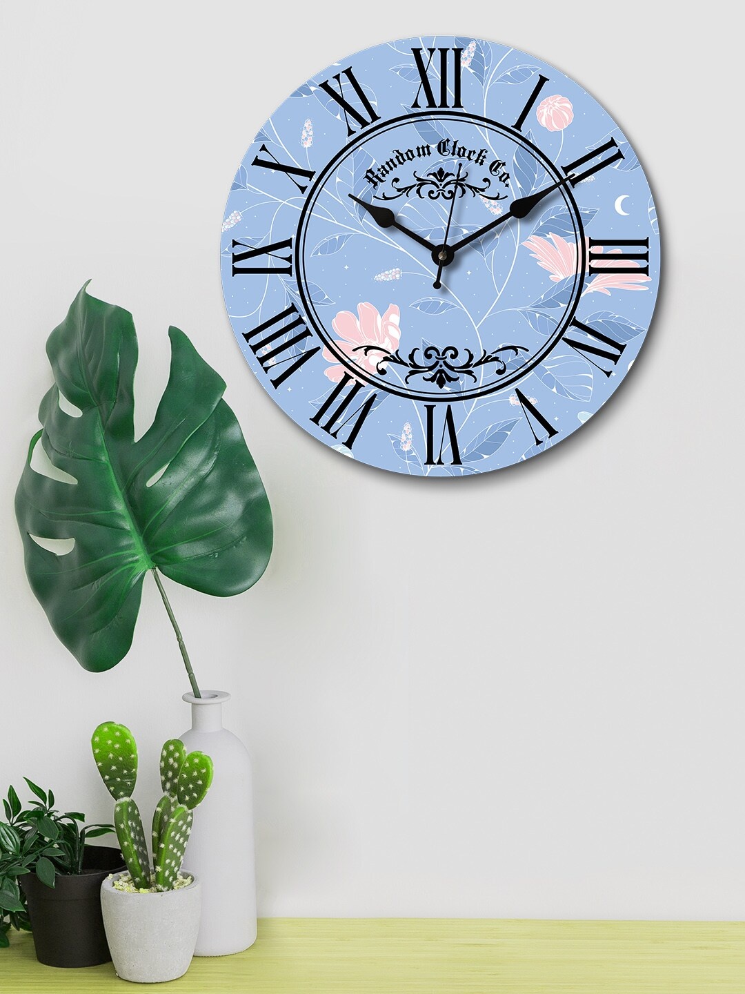 

RANDOM Blue & Peach-Coloured Round Printed Wooden 29 cm Analogue Wall Clock