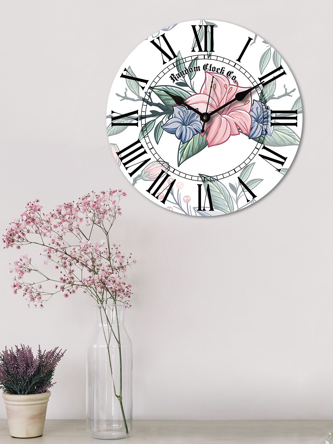 

RANDOM White & Blue Round Printed Wooden 29 cm Analogue Wall Clock