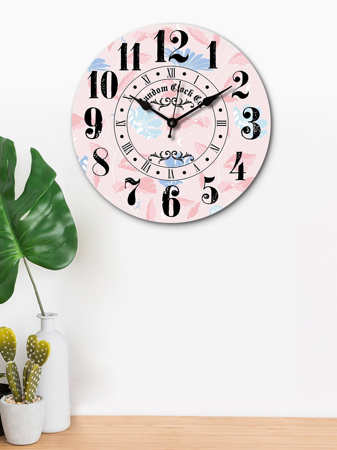 

RANDOM Pink & Blue Round Printed Wooden 29 cm Analogue Wall Clock