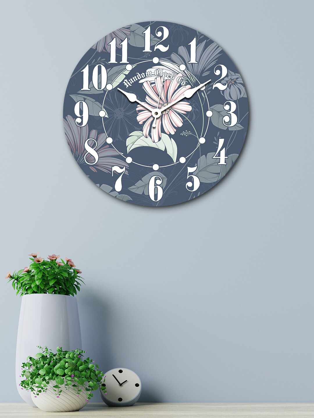 

RANDOM Blue & Peach-Coloured Round Printed Wooden 29 cm Analogue Wall Clock