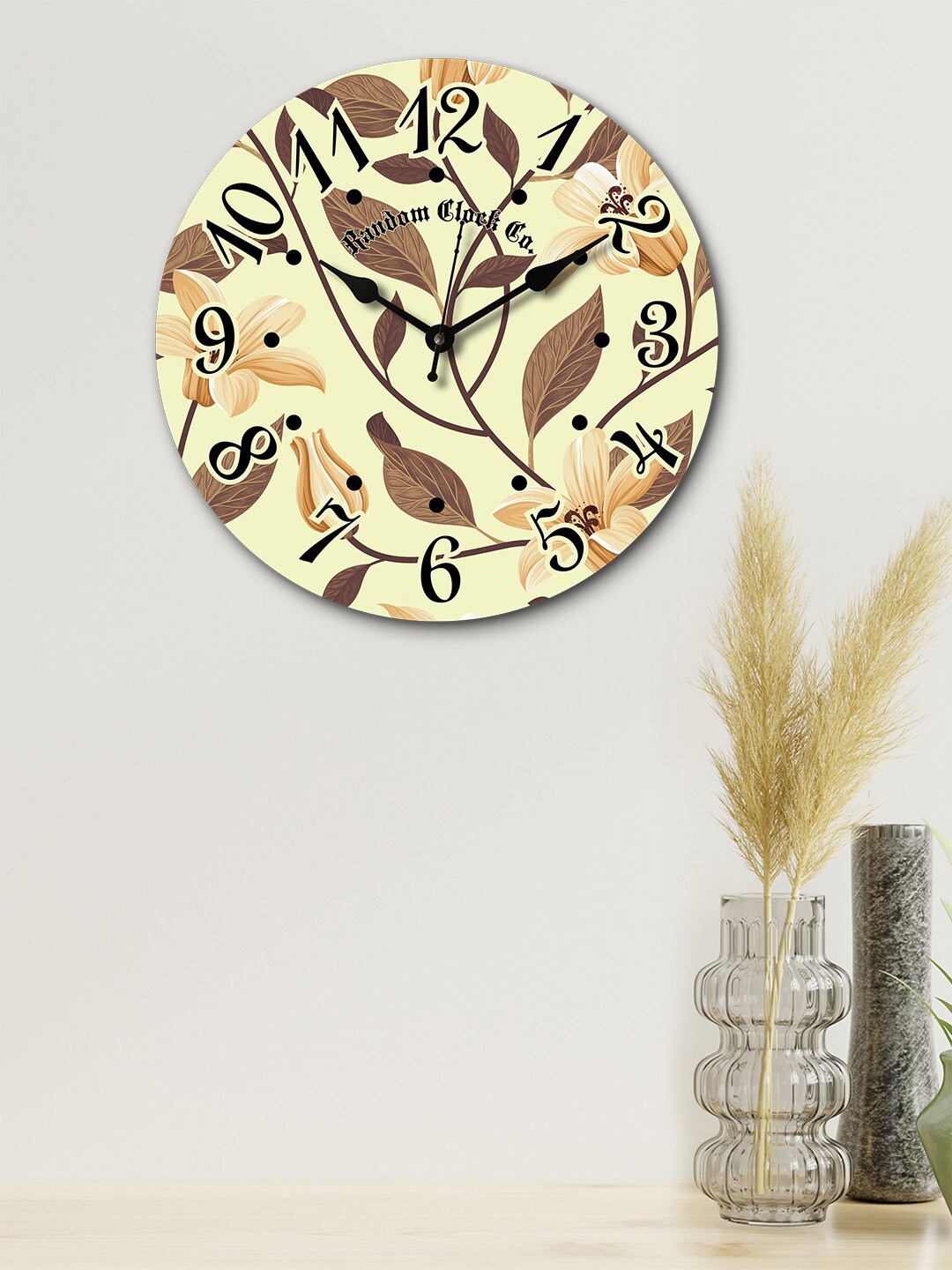 

RANDOM Cream-Coloured & Brown Round Printed Wooden 29 cm Analogue Wall Clock