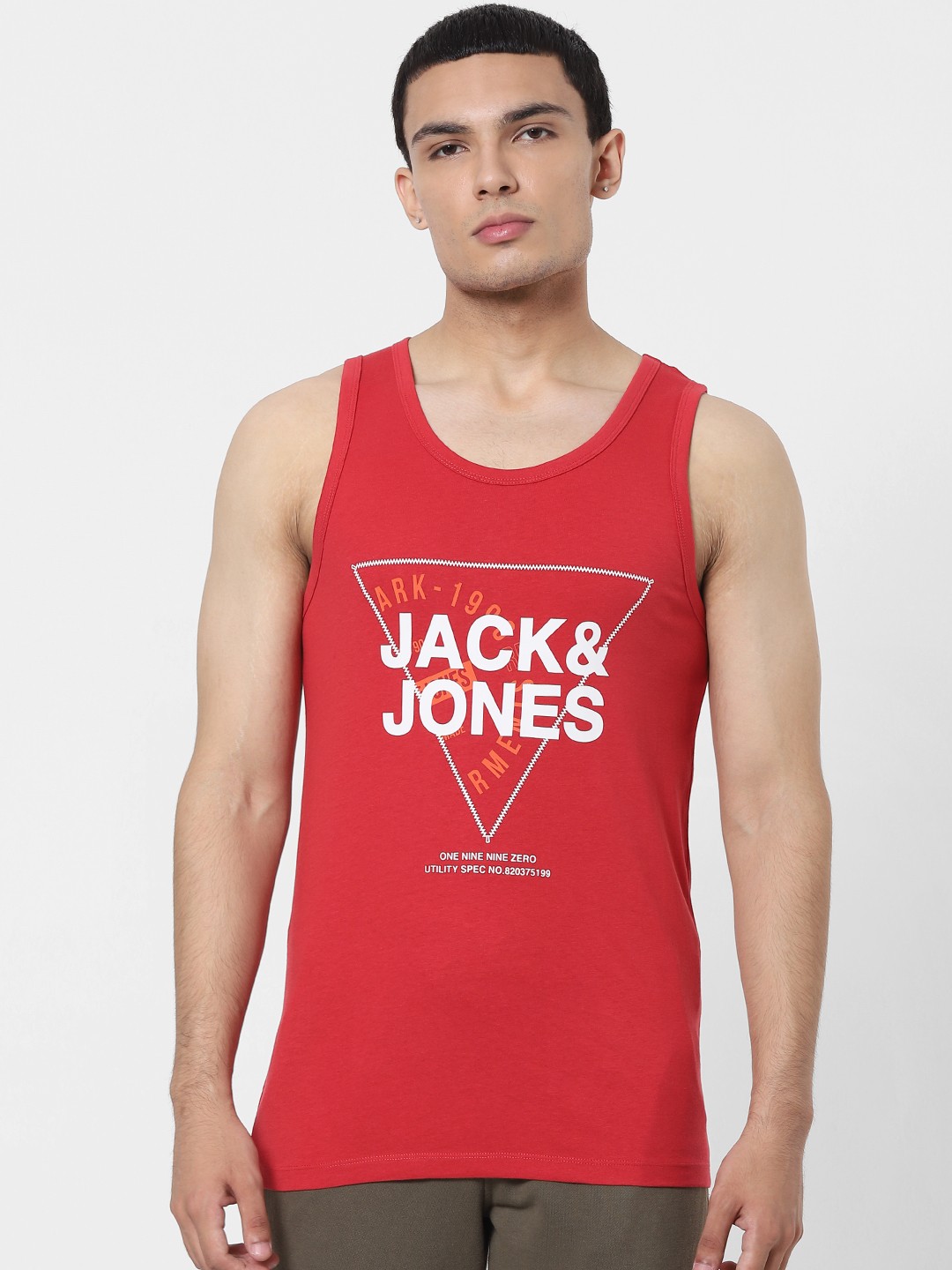 

Jack & Jones Men Red Printed Innerwear Vest 1412574001