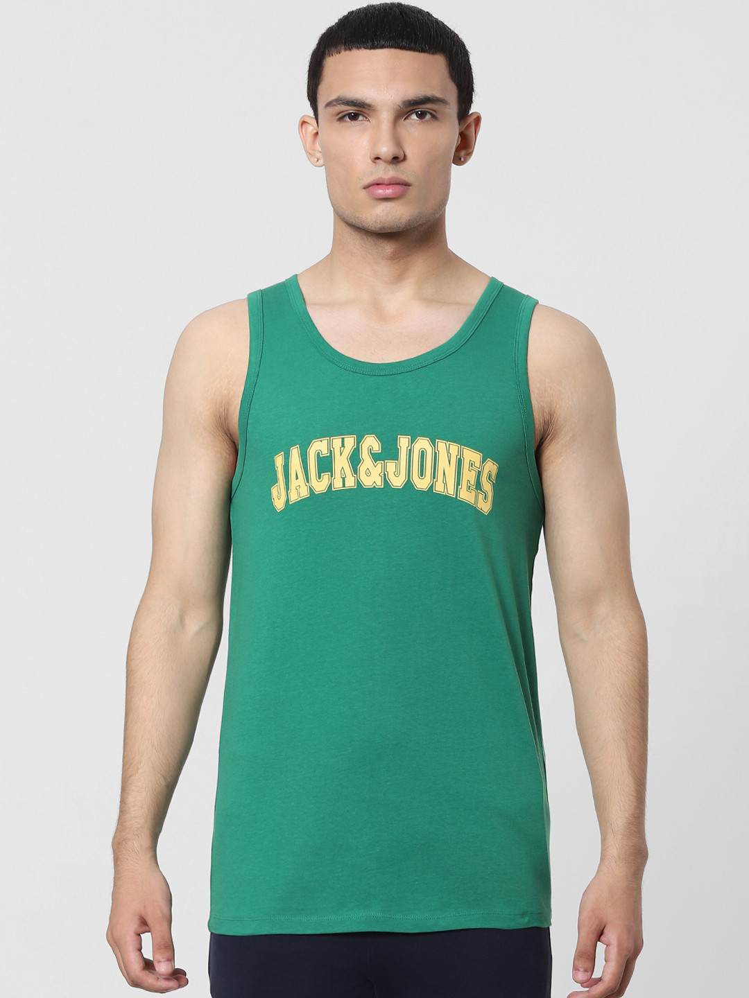 

Jack & Jones Men Green Printed Innerwear Vest 1412580001