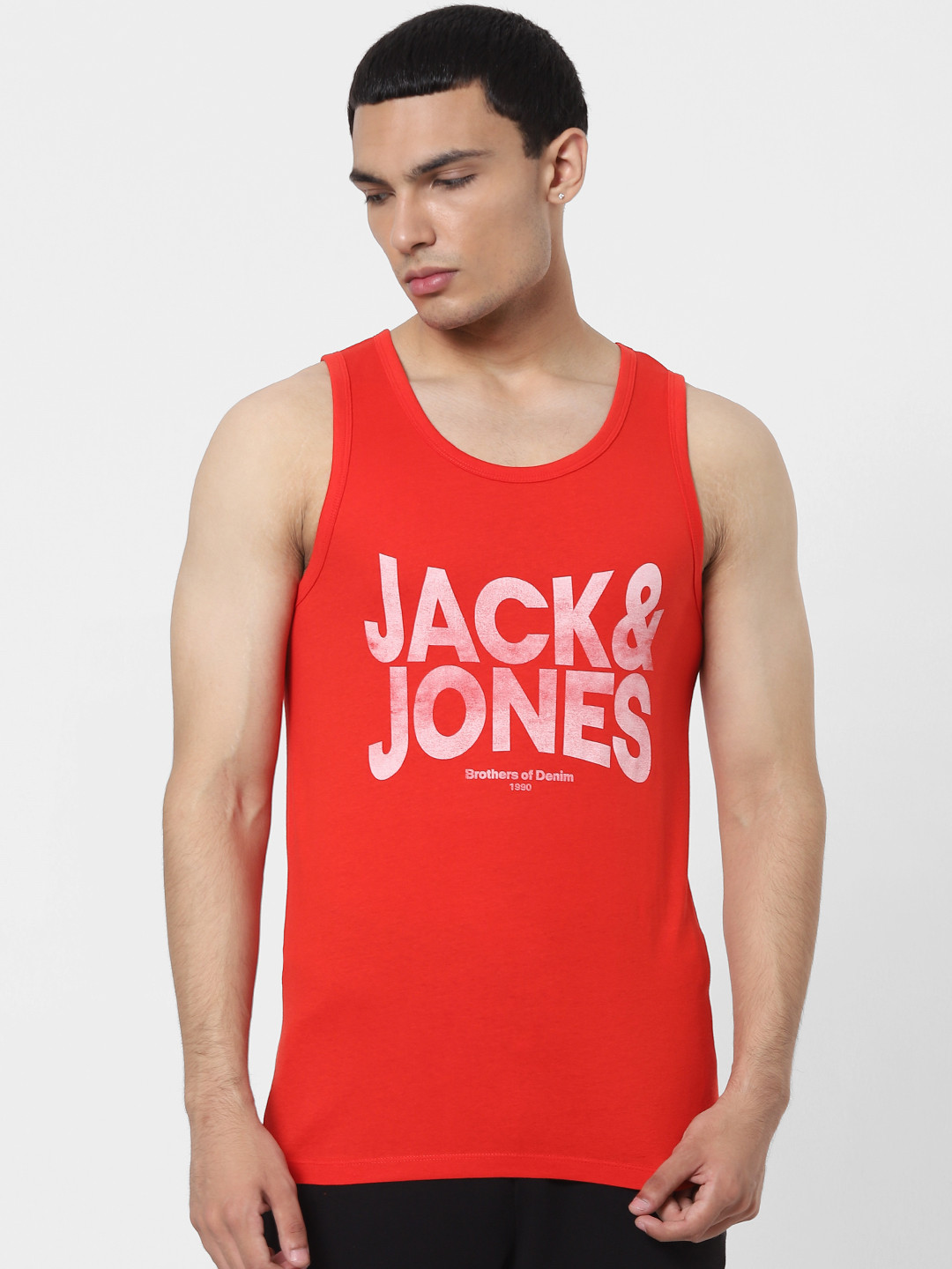 

Jack & Jones Men Red Printed Innerwear Vest 1280829001