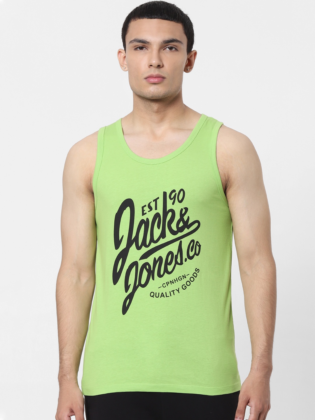 

Jack & Jones Men Green Printed Innerwear Vest 1413570001