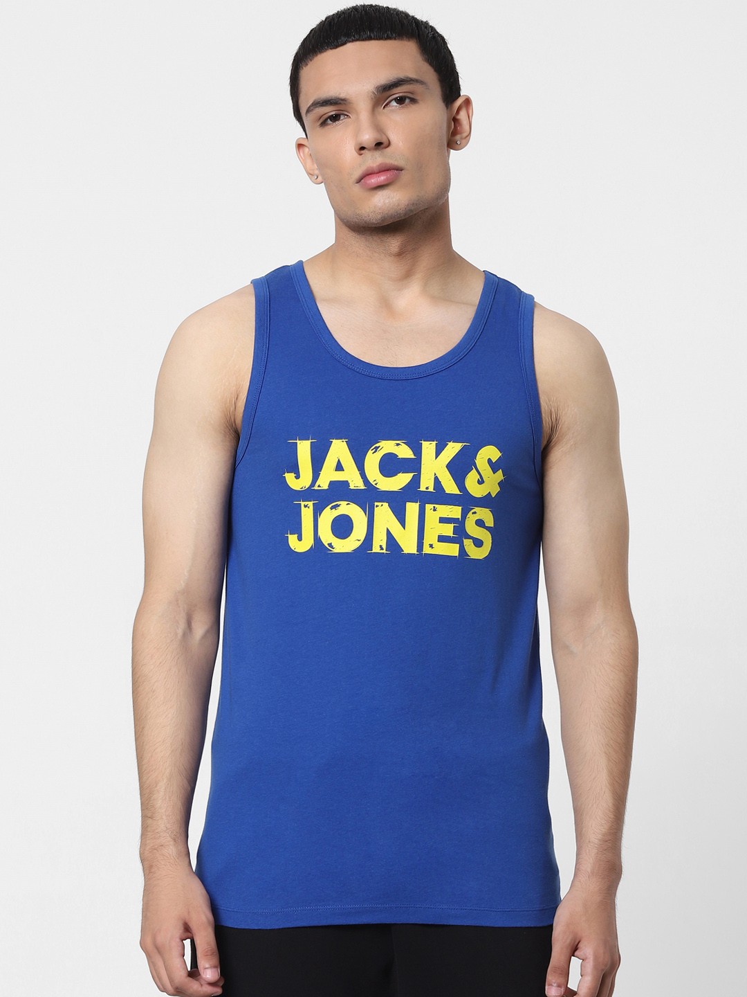 

Jack & Jones Men Blue Printed Innerwear Vest 1412577001