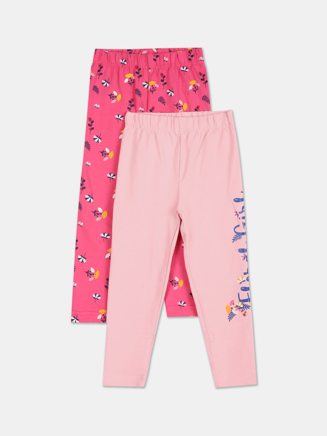 

Cherokee Girls Pink & Navy Blue Pack Of 2 Printed Ankle-Length Leggings