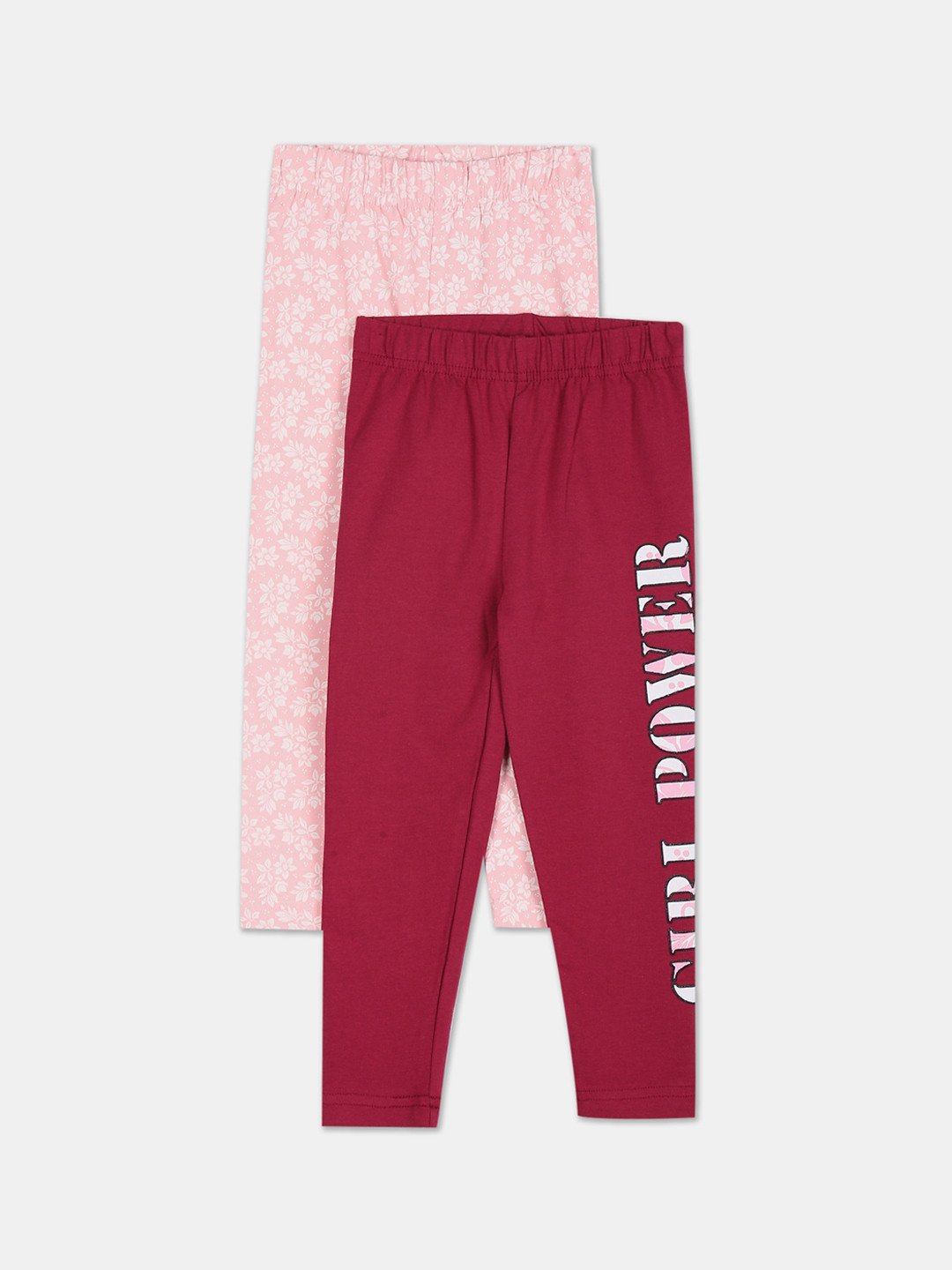

Cherokee Girls Pack Of 2 Maroon & Pink Printed Ankle-Length Leggings